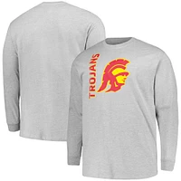 Champion Heather Grey USC Trojans Big & Tall Mascot T-shirt à manches longues pour hommes