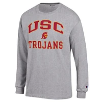 T-shirt à manches longues Champion Heather Grey USC Trojans High Motor pour homme