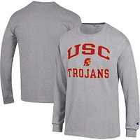 Men's Champion Heather Gray USC Trojans High Motor Long Sleeve T-Shirt