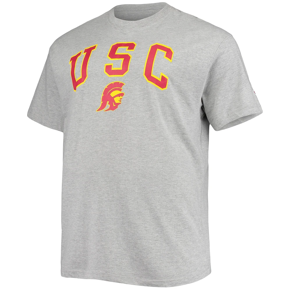 Men's Champion Heathered Gray USC Trojans Big & Tall Arch Over Logo T-Shirt