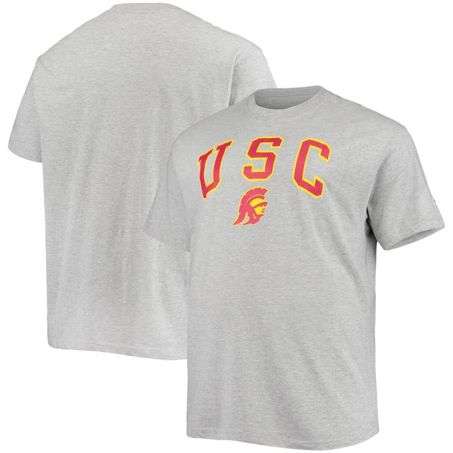 T-shirt Champion pour homme gris chiné USC Trojans Big & Tall Arch Over Logo