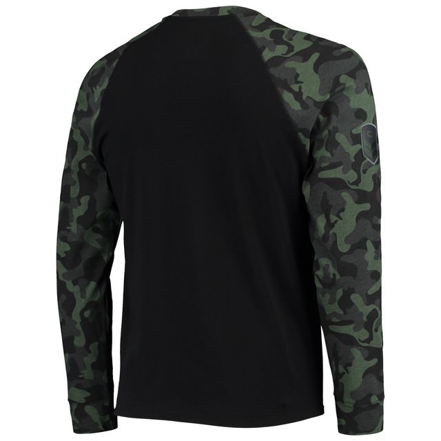 T-shirt à manches longues camouflage raglan noir USC Trojans OHT pour hommes