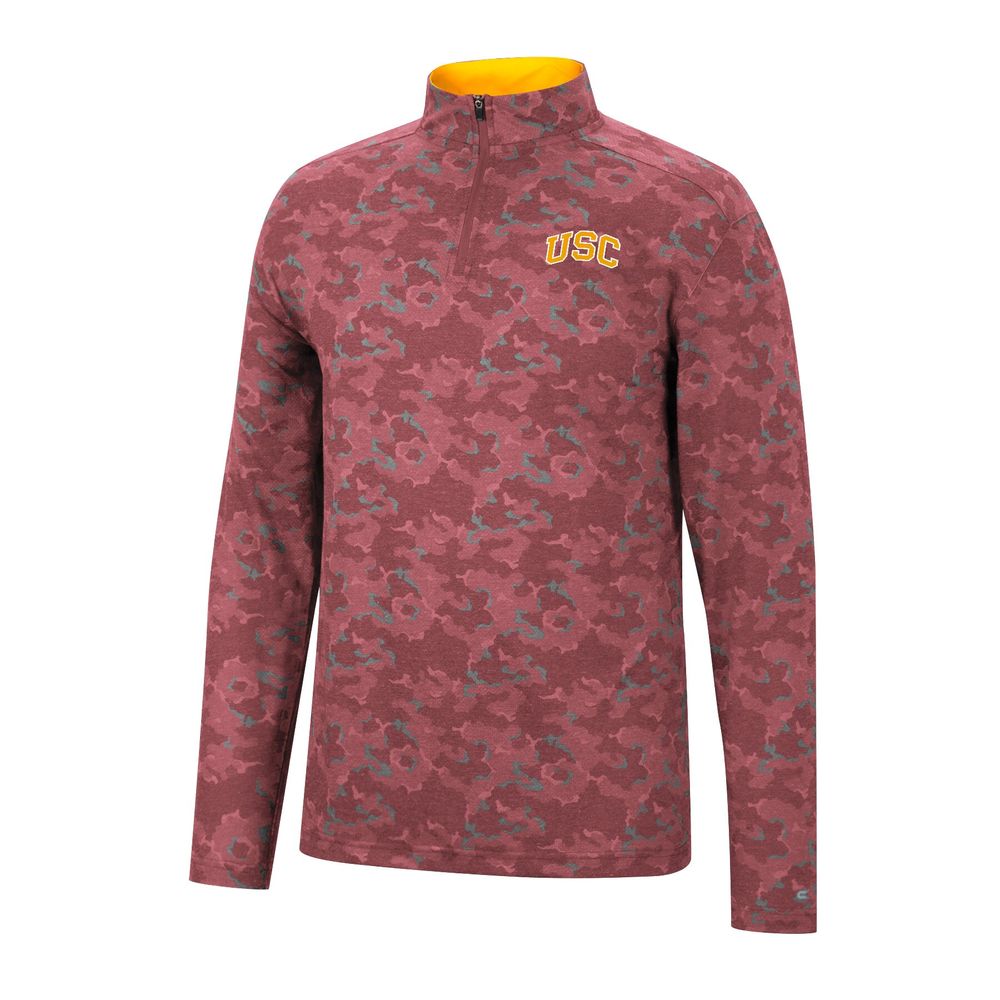 Men's Colosseum Cardinal USC Trojans Tivo Quarter-Zip Jacket