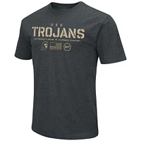 Men's Colosseum Heathered Black USC Trojans OHT Military Appreciation Flag 2.0 T-Shirt