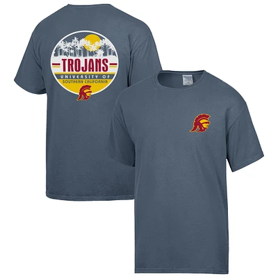 T-shirt bleu marine ComfortWash pour homme USC Trojans Circle Palms