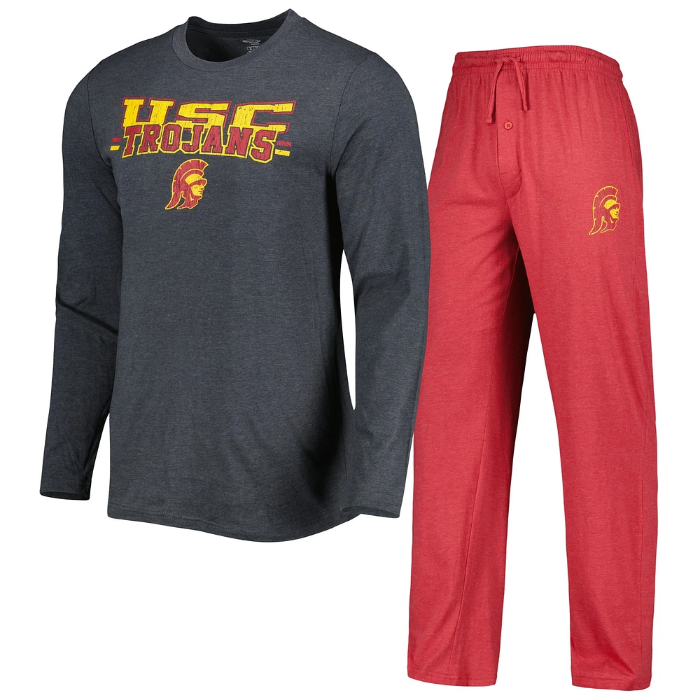 Men's Concepts Sport Cardinal/Charcoal USC Trojans Meter Long Sleeve T-Shirt & Pants Sleep Set