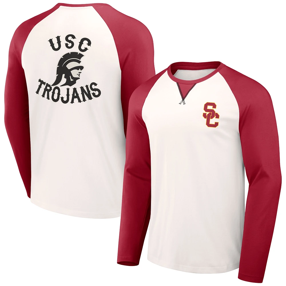 Men's Darius Rucker Collection by Fanatics Cream/Cardinal USC Trojans Raglan Long Sleeve T-Shirt