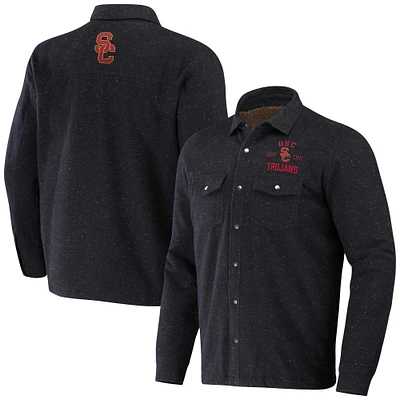 Collection Darius Rucker pour homme par Fanatics Heather Charcoal USC Trojans Sherpa-Lined Full-Snap Shacket