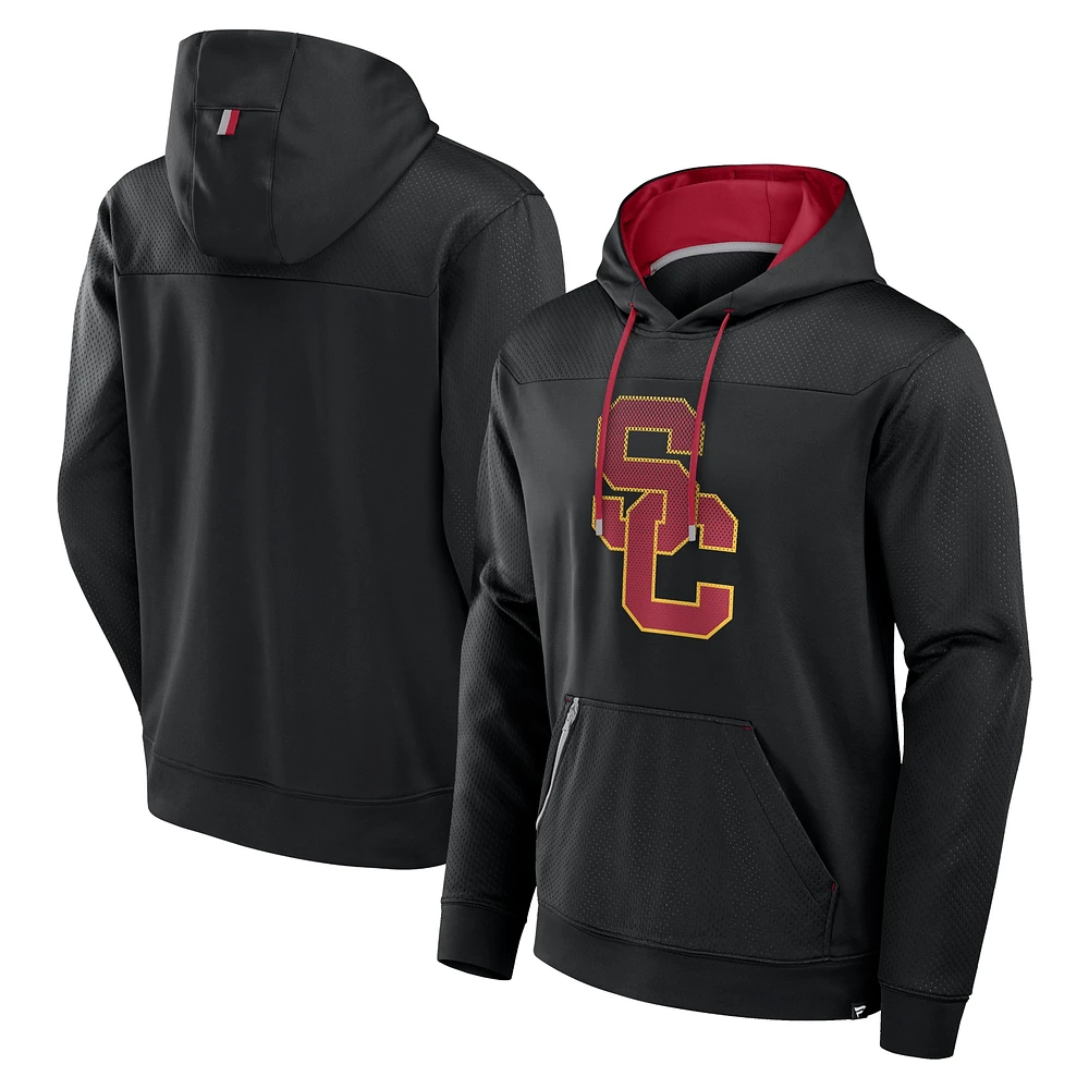 Sweat à capuche noir délavé pois USC Trojans Defender Fanatics pour homme