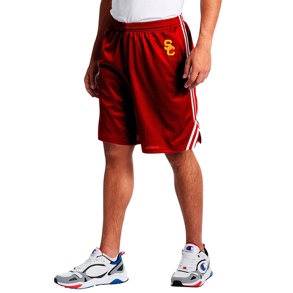 Short en maille à double rayure Fanatics Cardinal USC Trojans pour homme, grande et taille