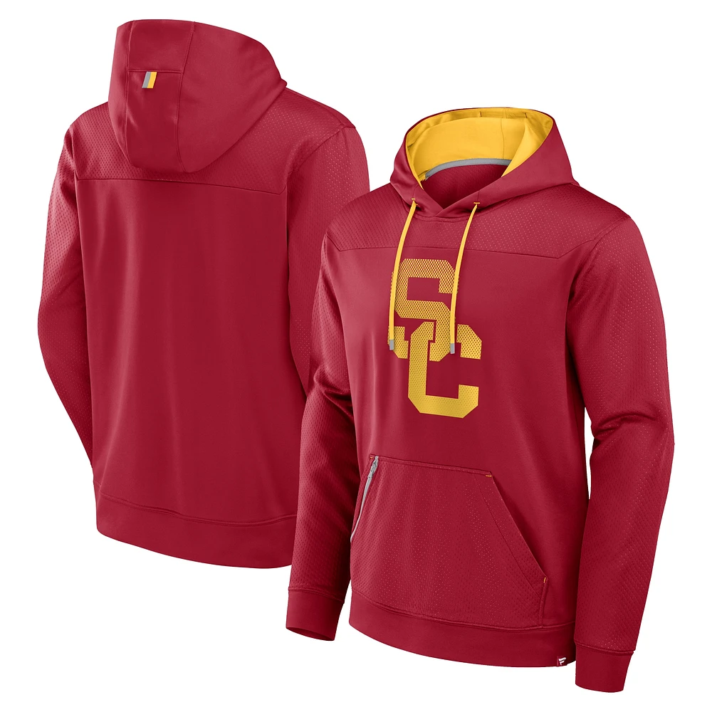 Sweat à capuche enfiler pois délavé pour homme Fanatics Cardinal USC Trojans Defender