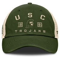 Casquette ajustable de camionneur de marque Fanatics Olive USC Trojans OHT Military Appreciation Frontier pour hommes