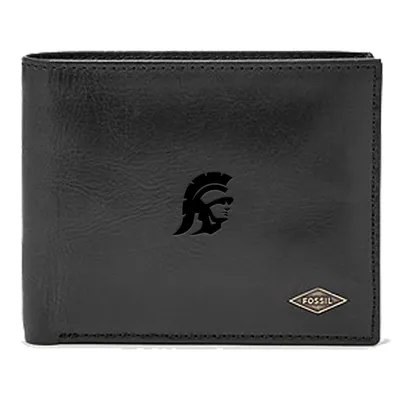 USC Trojans Fossil Leather Ryan RFID Passcase Wallet - Black