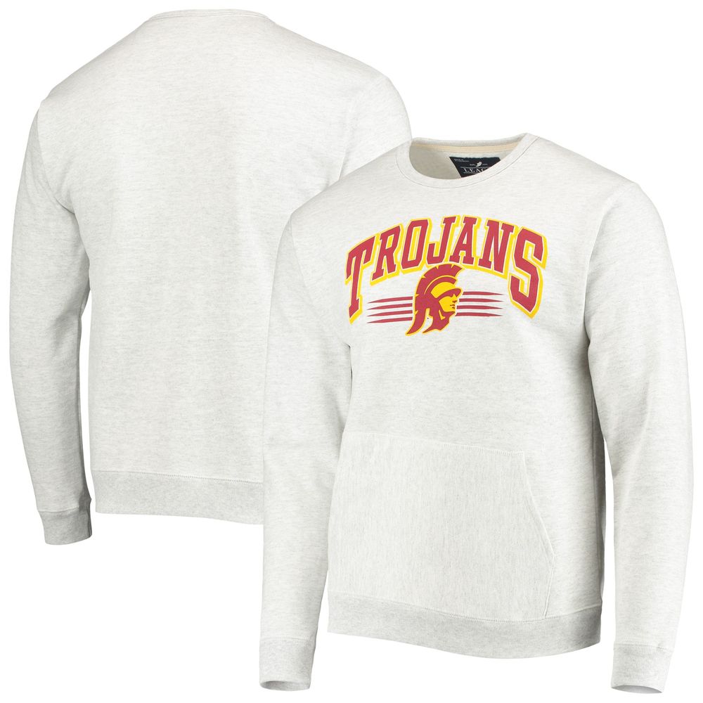 Men's League Collegiate Wear Heathered Gray USC Trojans Upperclassman Pocket Pullover Sweatshirt