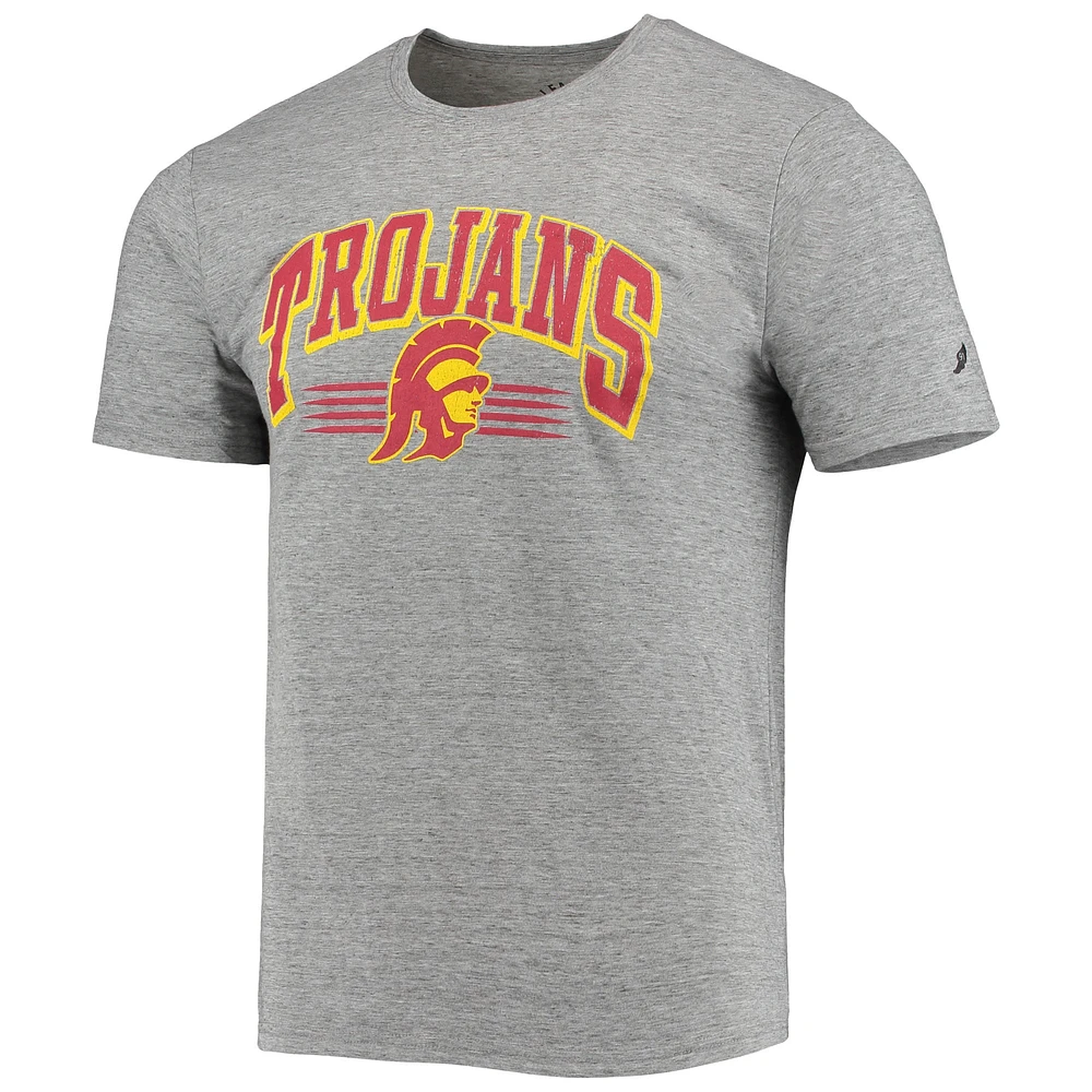 Men's League Collegiate Wear Heathered Gray USC Trojans Upperclassman Reclaim Recycled Jersey T-Shirt