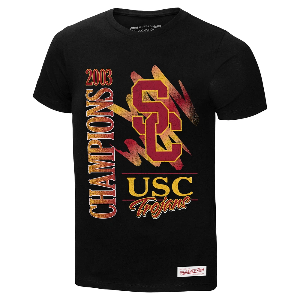 Men's Mitchell & Ness  Black USC Trojans Retro Brush Mineral Wash T-Shirt