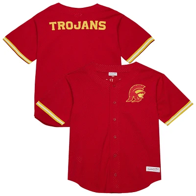 Men's Mitchell & Ness Cardinal USC Trojans Game Time Mesh Button Front Top