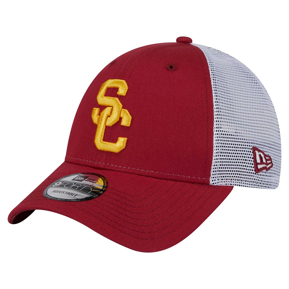 Casquette ajustable New Era Cardinal USC Trojans Trucker 9FORTY pour homme