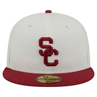 Men's New Era Cream USC Trojans Chrome 59FIFTY Fitted Hat