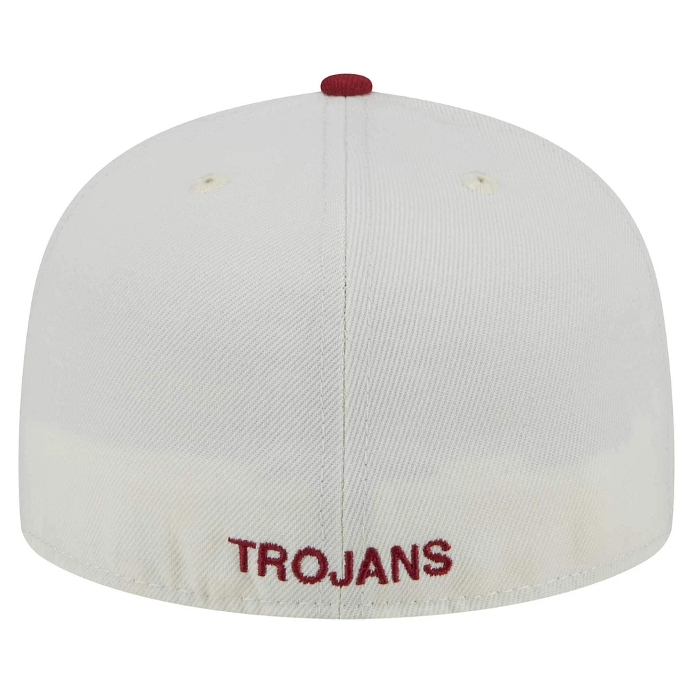 Men's New Era Cream USC Trojans Chrome 59FIFTY Fitted Hat