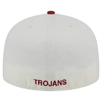 Men's New Era Cream USC Trojans Chrome 59FIFTY Fitted Hat