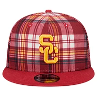 Men's New Era Crimson USC Trojans Plaid 9FIFTY Snapback Hat