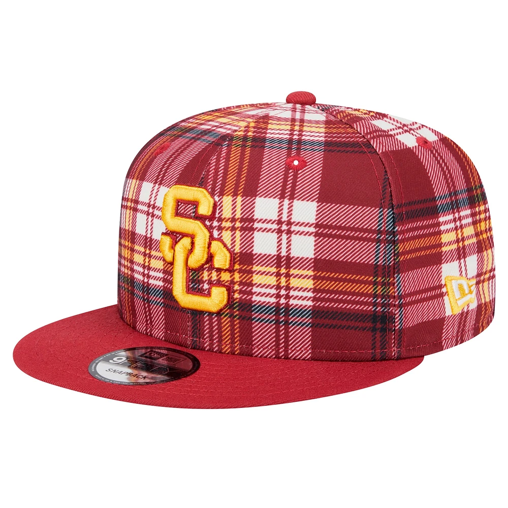 Men's New Era Crimson USC Trojans Plaid 9FIFTY Snapback Hat