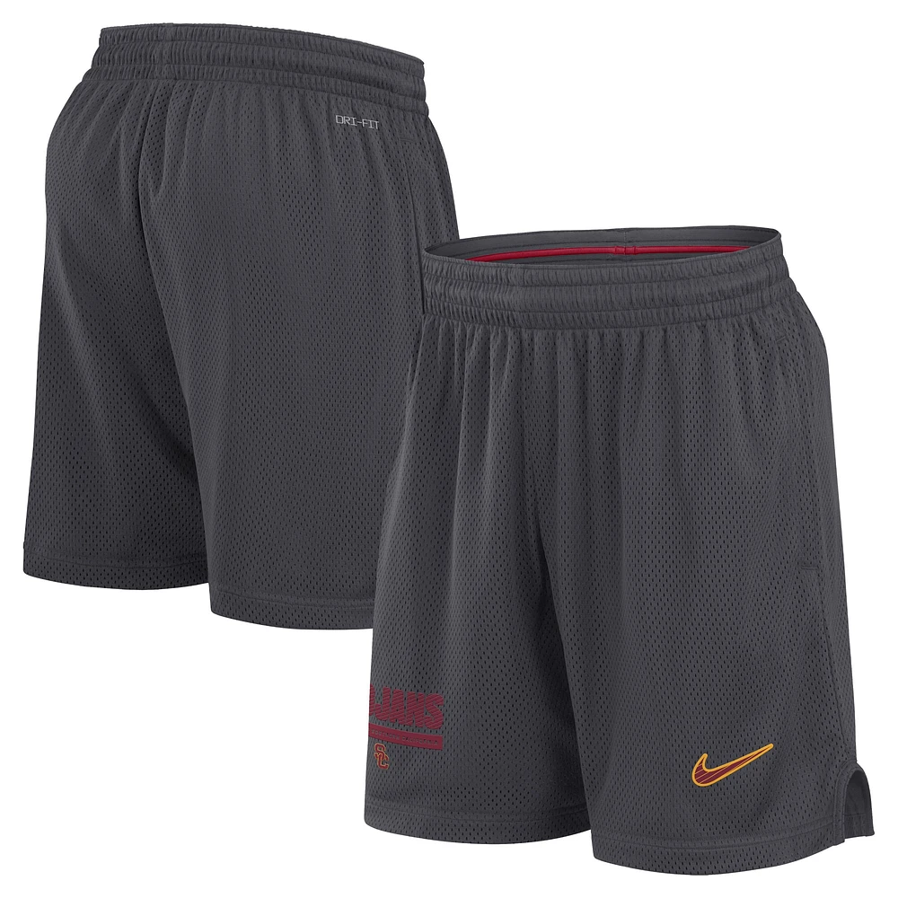 Short Nike Anthracite USC Trojans 2024 Sideline Performance Mesh pour homme