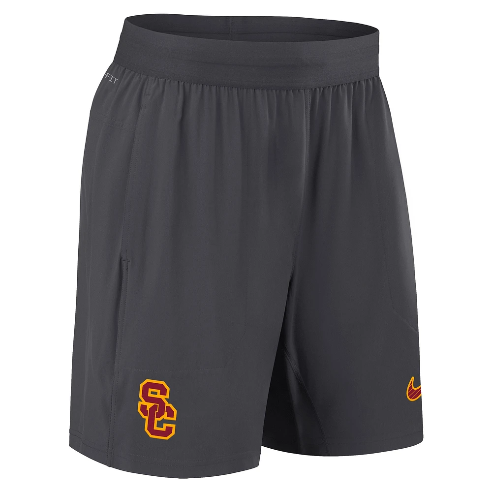 Men's Nike Anthracite USC Trojans 2024 Sideline Performance Shorts