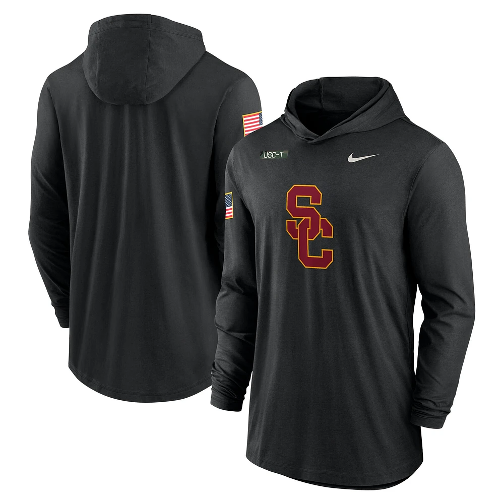 T-shirt à capuche manches longues Nike USC Trojans 2024 Military Appreciation Performance pour homme noir