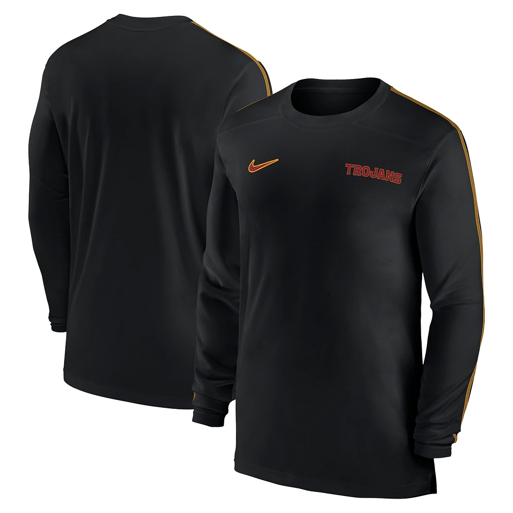 Men's Nike USC Trojans 2024 Sideline Coach UV Performance Long Sleeve T-Shirt