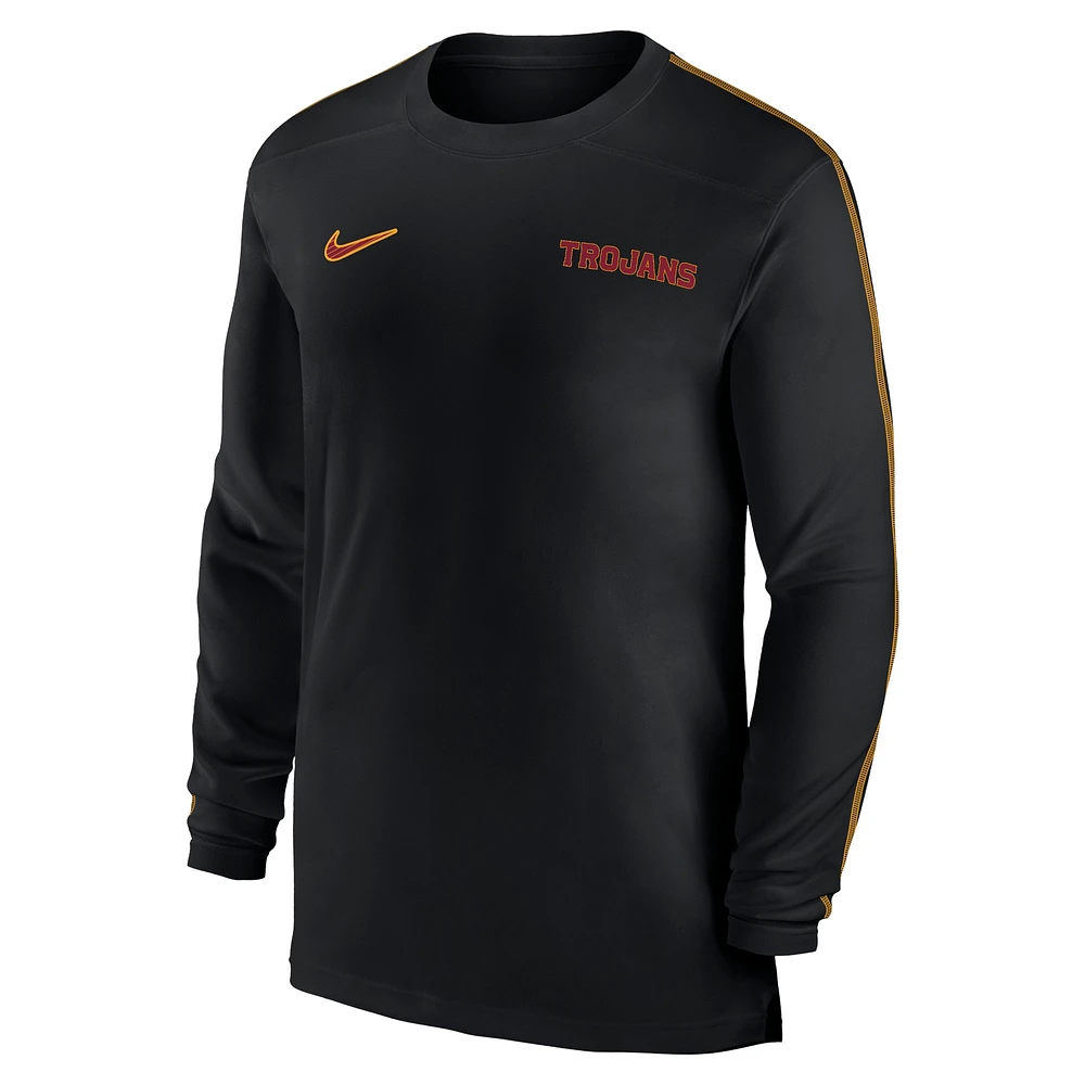 Men's Nike USC Trojans 2024 Sideline Coach UV Performance Long Sleeve T-Shirt