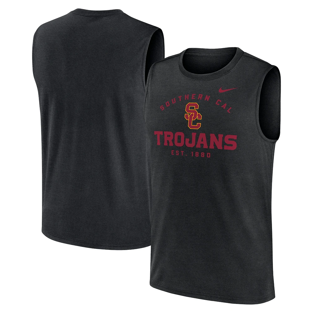 Débardeur musculaire Nike USC Trojans Primetime Legend Lock Up Performance noir pour homme