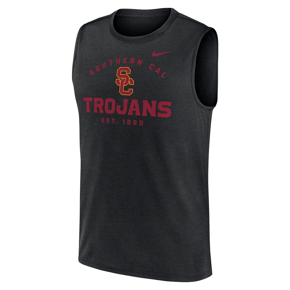Men's Nike Black USC Trojans Primetime Legend Mascot Lock Up Performance Muscle Tank Top