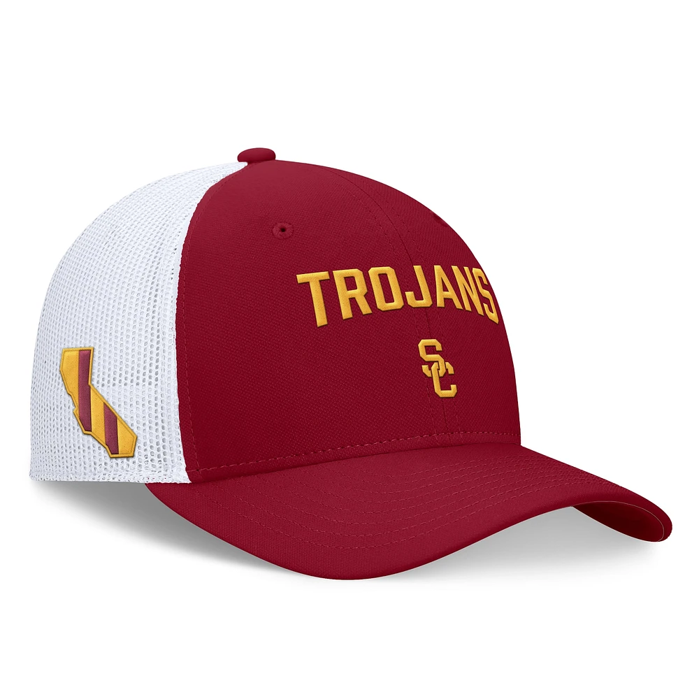 Casquette réglable Nike Cardinal/Blanc USC Trojans Primetime Rise City Trucker pour homme