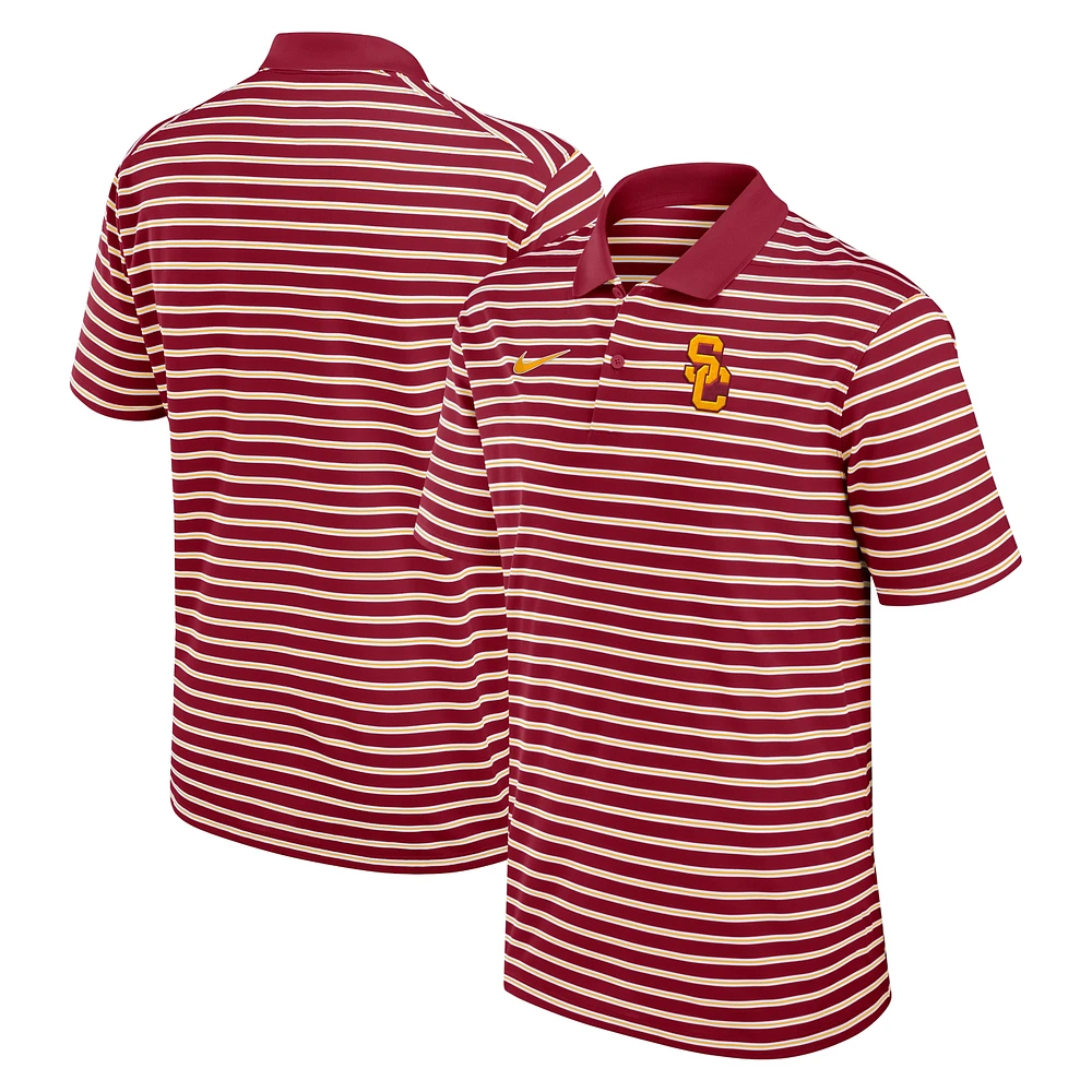 Polo de performance à rayures Nike Cardinal/Blanc USC Trojans Primetime Victory pour homme