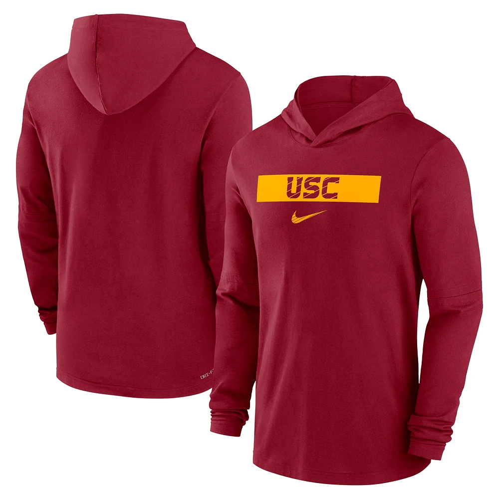 Men's Nike Cardinal USC Trojans 2024 Sideline Hoodie Performance Long Sleeve T-Shirt