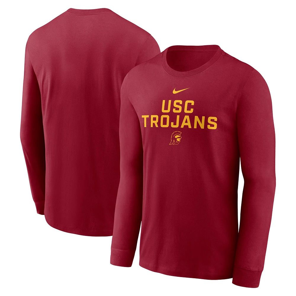 Men's Nike Cardinal USC Trojans 2025 Sideline Performance Long Sleeve T-Shirt