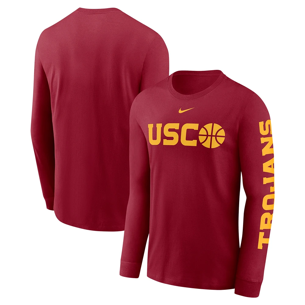 Men's Nike  Cardinal USC Trojans Basketball Icon Two-Hit Long Sleeve T-Shirt