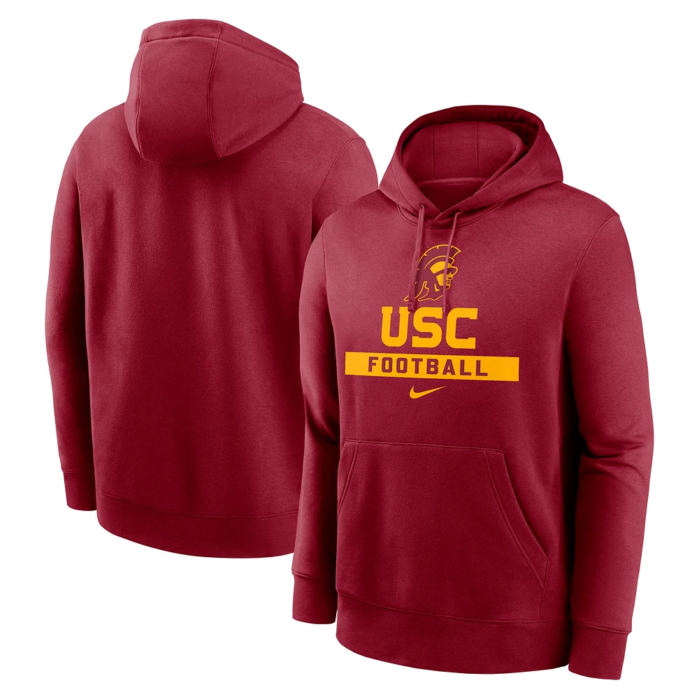 Sweat à capuche en polaire Nike Cardinal USC Trojans Football Stack Club pour homme