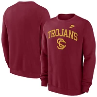 Men's Nike Cardinal USC Trojans Legacy Classic Tackle Twill Embroidered Arch Over Logo Pullover Sweatshirt