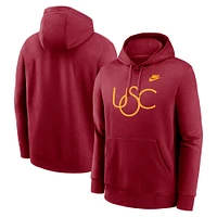 Sweat à capuche en polaire Nike Cardinal USC Trojans Legacy Logo Club pour homme