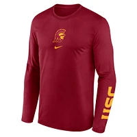 Men's Nike  Cardinal USC Trojans Primetime Center Lockup Two-Hit Legend Long Sleeve T-Shirt