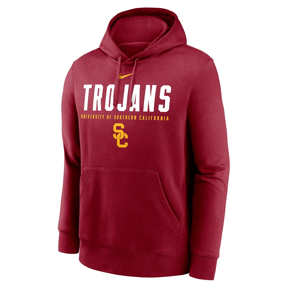 Men's Nike  Cardinal USC Trojans Primetime Dynamic Mascot Club Fleece Pullover Hoodie