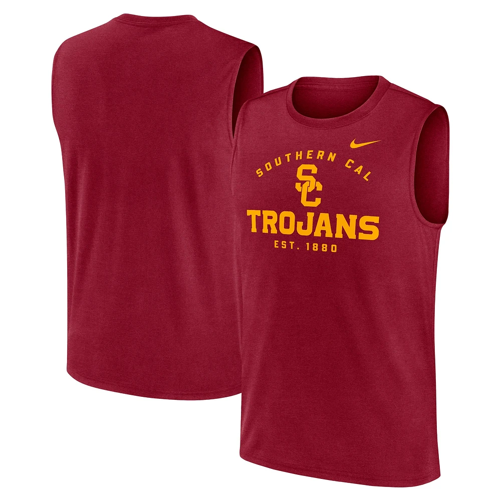 Débardeur musculaire Nike Cardinal USC Trojans Primetime Legend Lock Up Performance pour homme