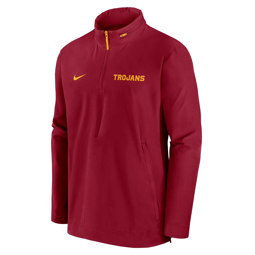 Men's Nike Cardinal USC Trojans Sideline Coaches Quarter-Zip Jacket