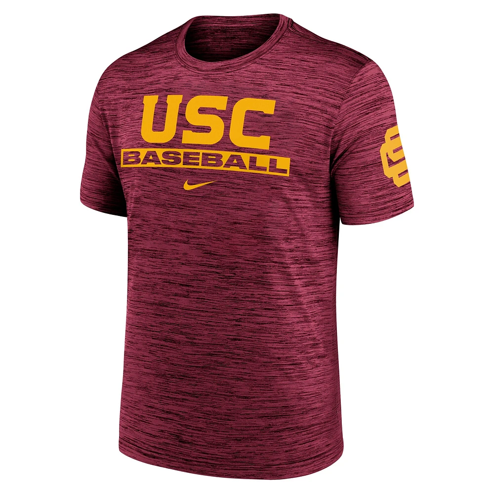 Men's Nike Cardinal USC Trojans Velocity Baseball Wordmark Stack Performance T-Shirt