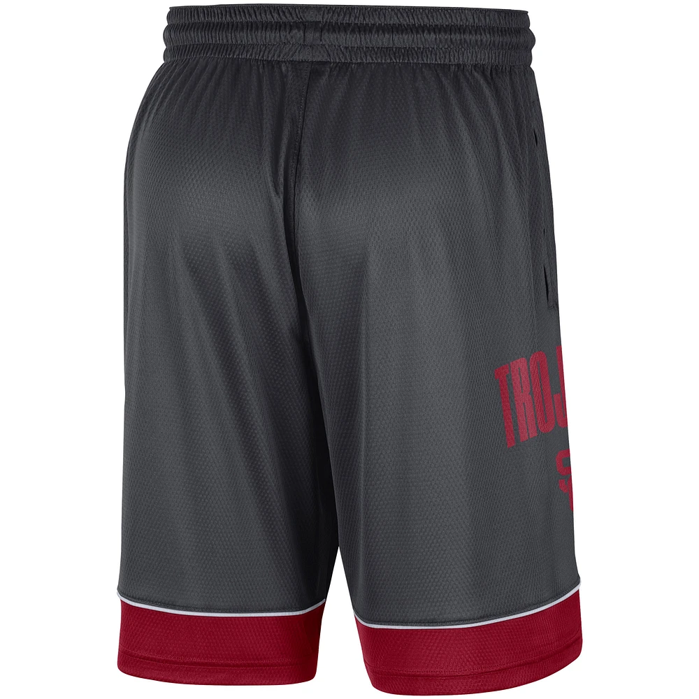 Men's Nike Charcoal/Crimson USC Trojans Fast Break Performance Shorts