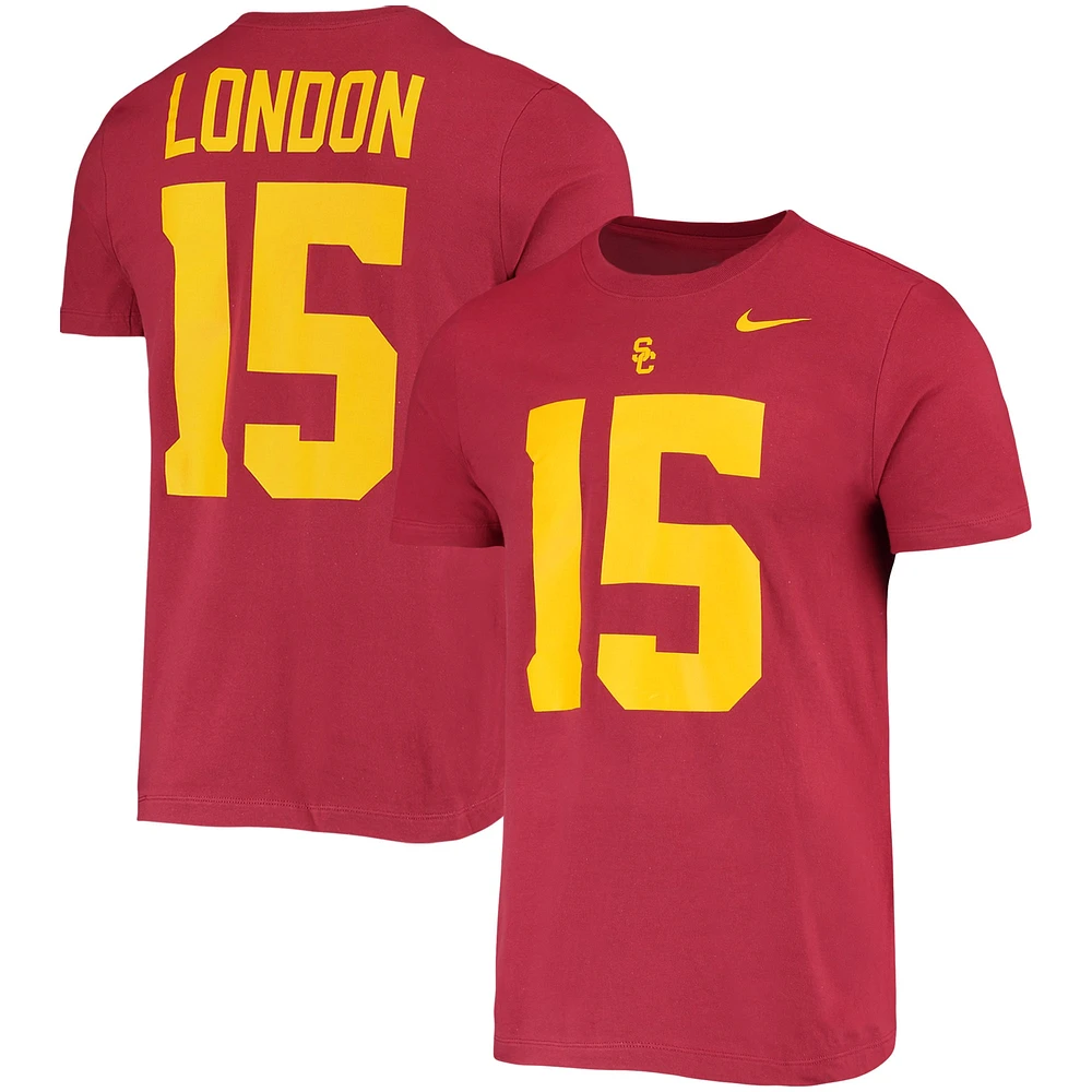 T-shirt Nike Drake London Cardinal USC Trojans 2022 NFL Draft avec nom et numéro pour homme