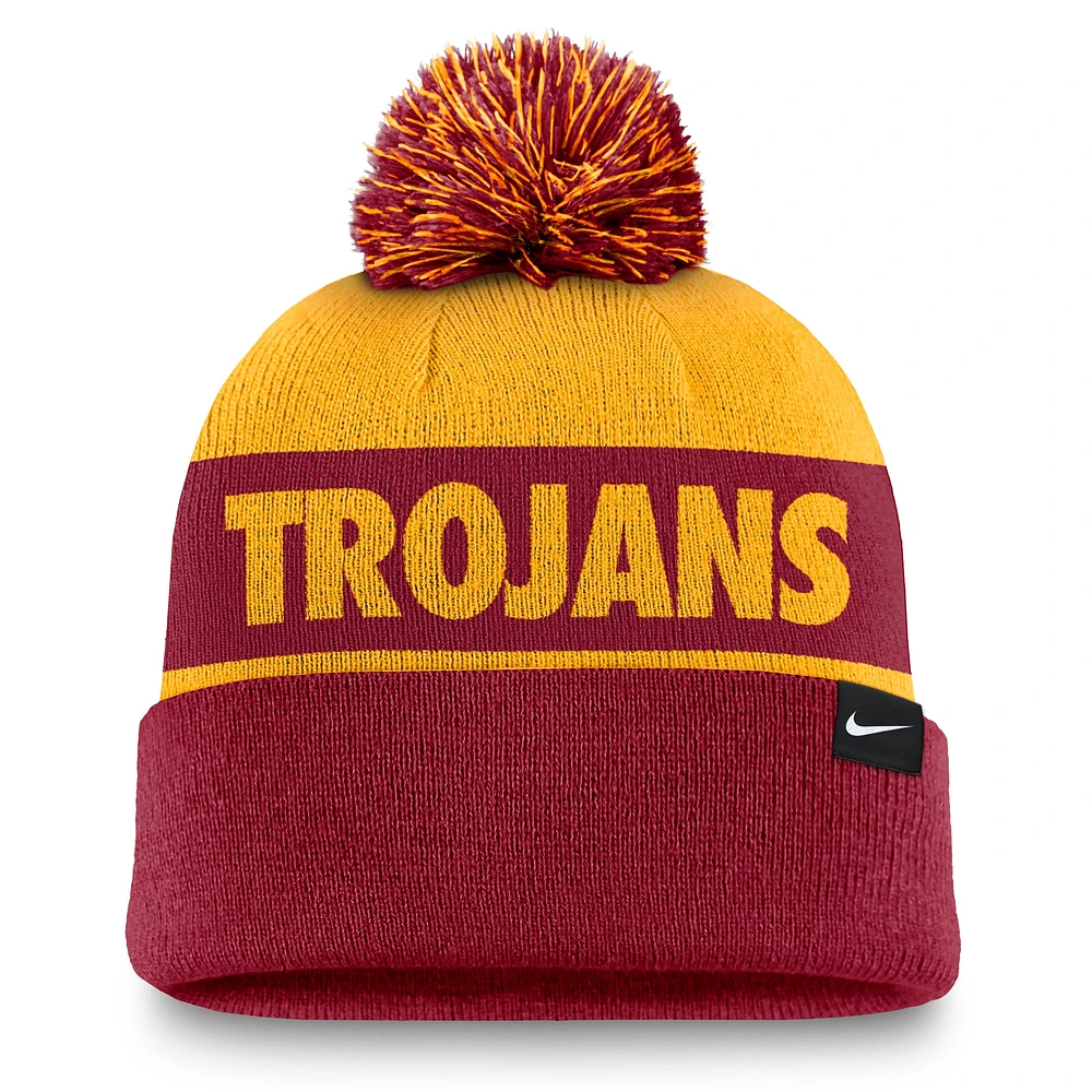 Men's Nike Gold/Cardinal USC Trojans Primetime Peak Cuffed Knit Hat with Pom